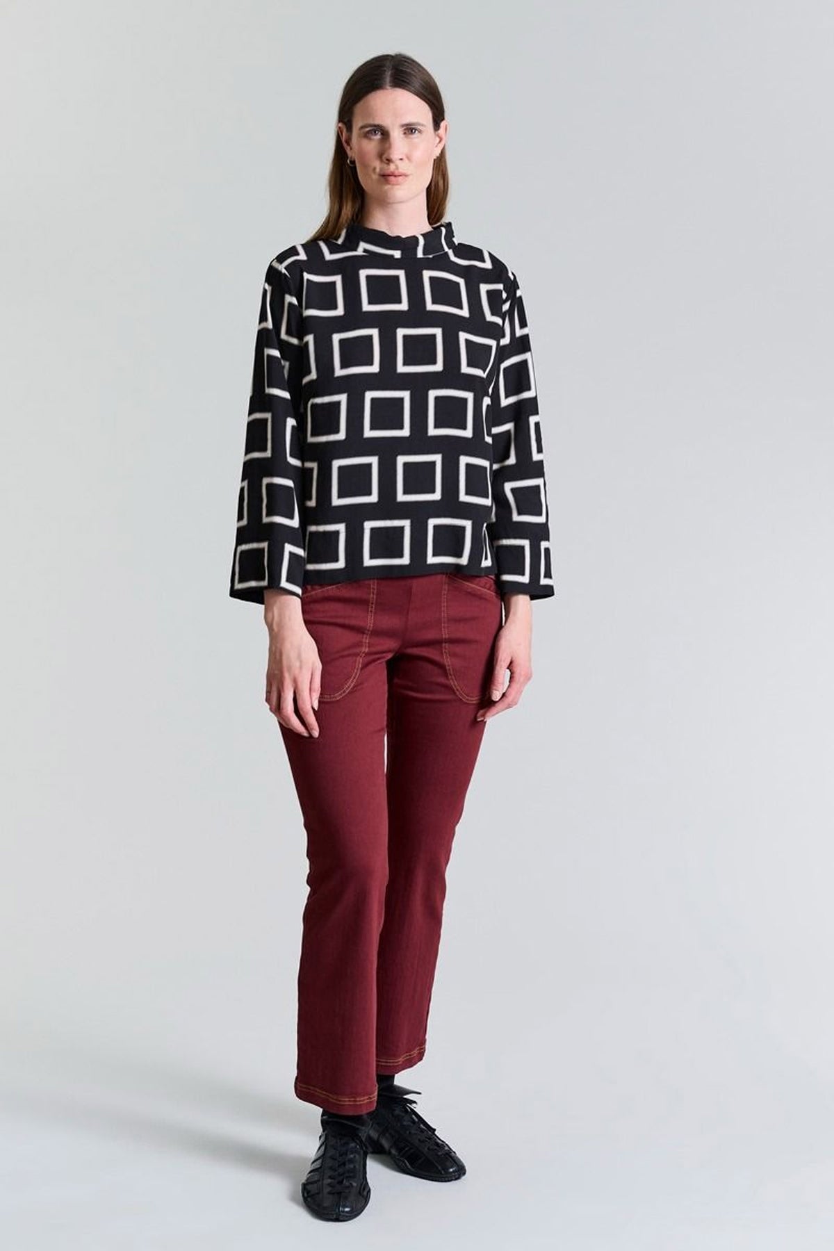 Jinzu bukser med svaj Maroon - 257-2445-5410