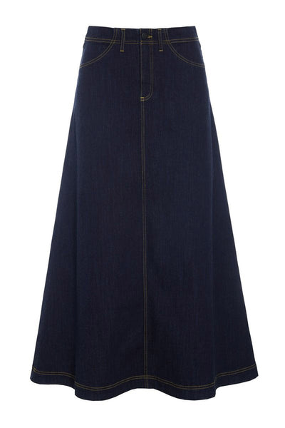 Jinzu lang nederdel Dark Denim - 261-2445-5608 Thumbnail