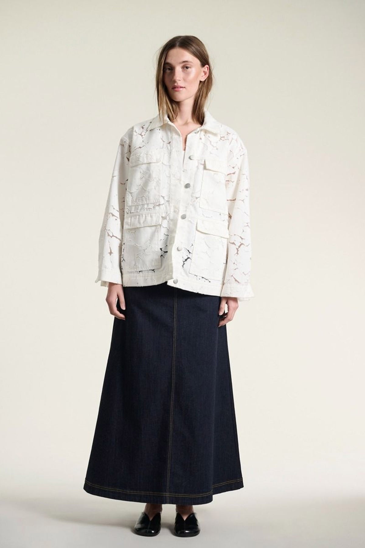 Jinzu lang nederdel Dark Denim - 261-2445-5608