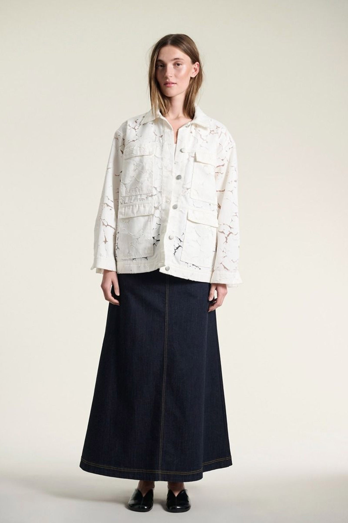 Jinzu lang nederdel Dark Denim - 261-2445-5608