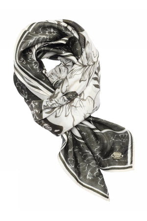 Joly, printed silk scarf 81010-OffW/Olive - 60803/4039