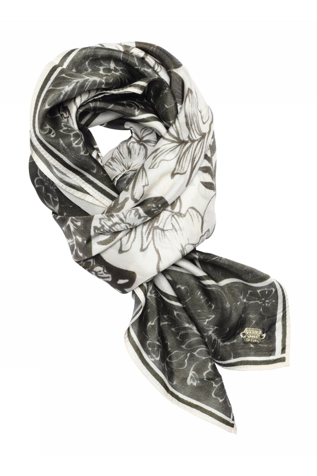 Joly, printed silk scarf 81010-OffW/Olive - 60803/4039