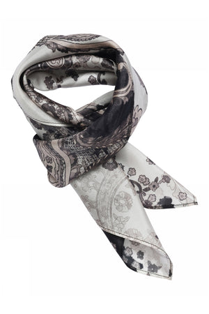 Joly, printed silk scarf 81990-Dull Black - 61800/4039