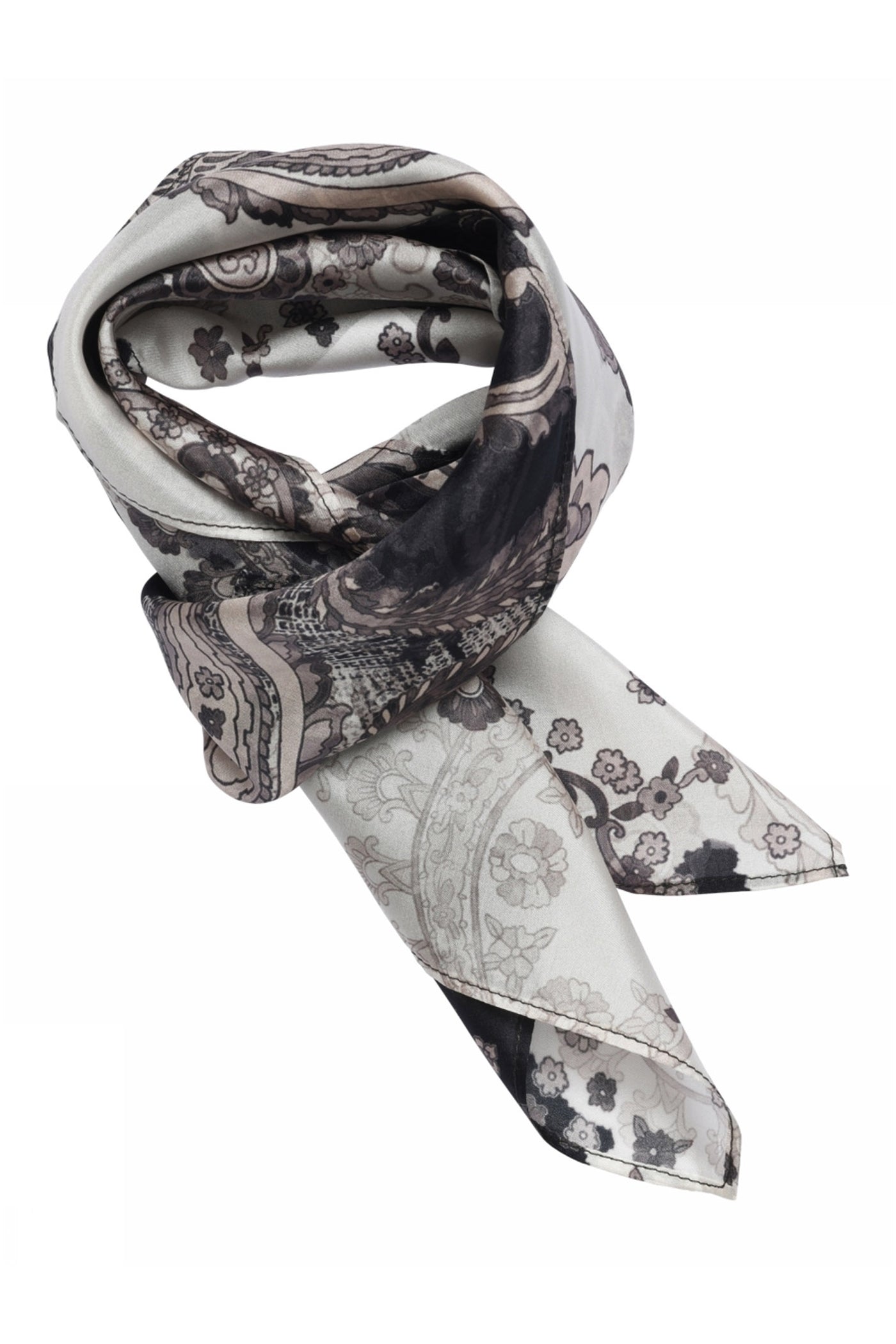 Joly, printed silk scarf 81990-Dull Black - 61800/4039