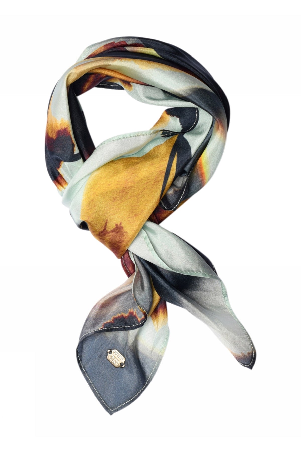Joly, printed silk scarf 84024-Blue/Brown - 62808/4039