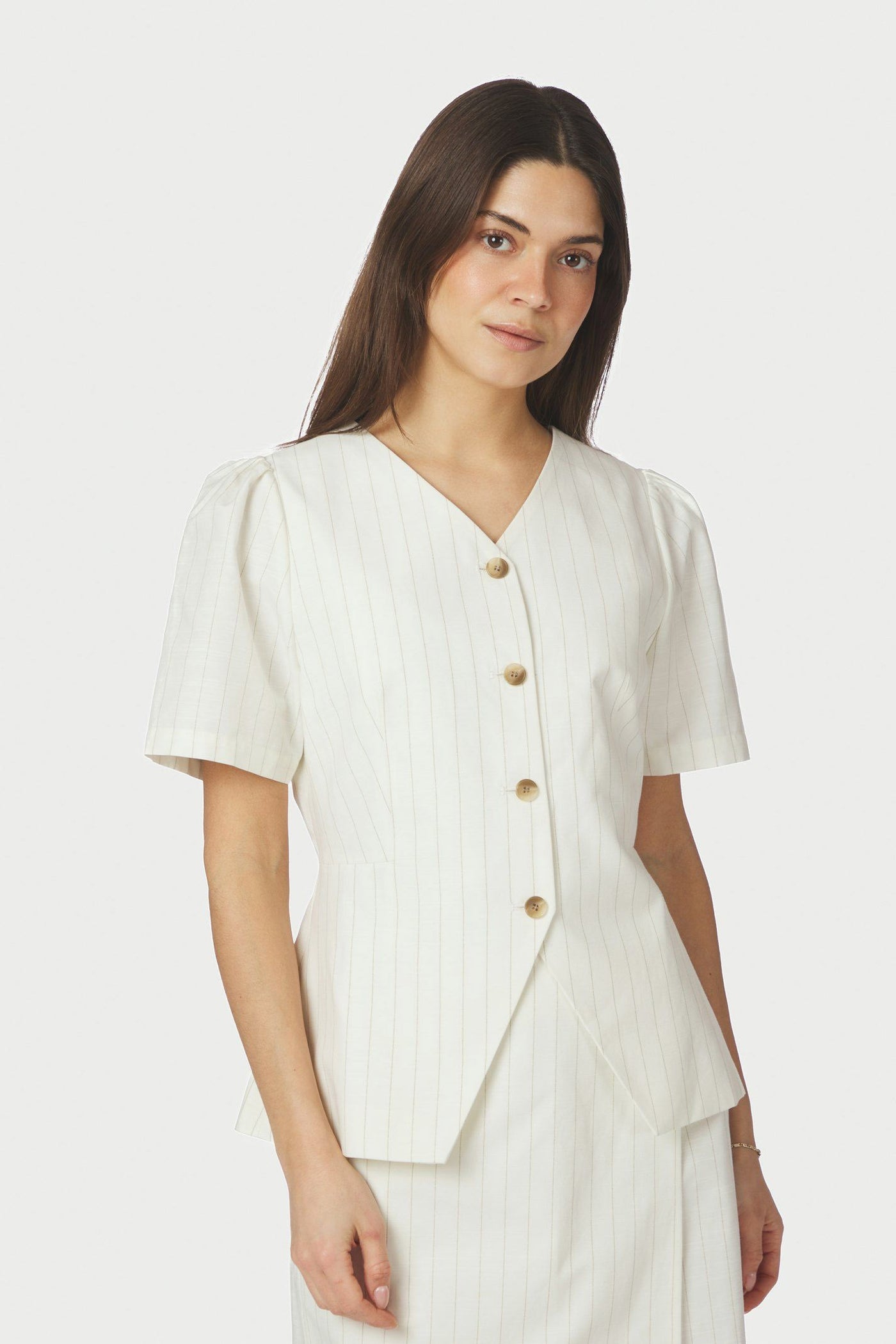 Jules Summer Stripe Blouse Taupe Stripe - 168850