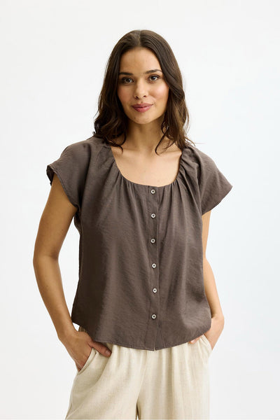 Juliane blouse Mocca - 17071 Thumbnail