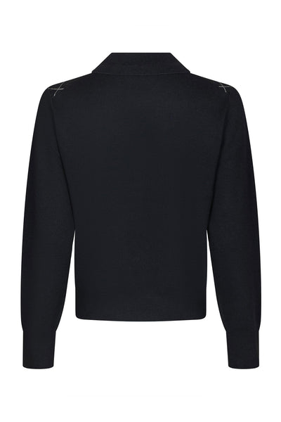 Julina Check Knit Blouse Navy - 168829 Thumbnail