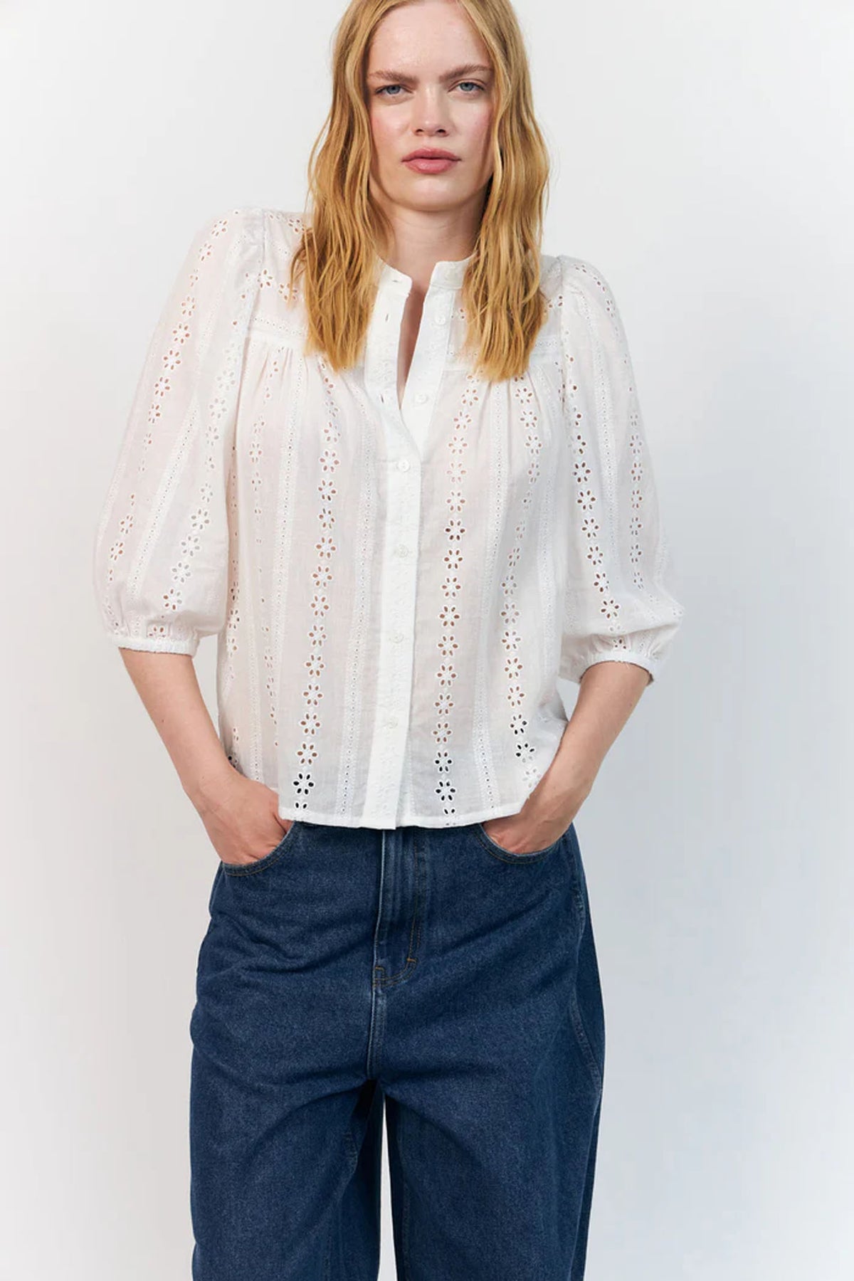 Junell Shirt 3/4 White - 26223-1004