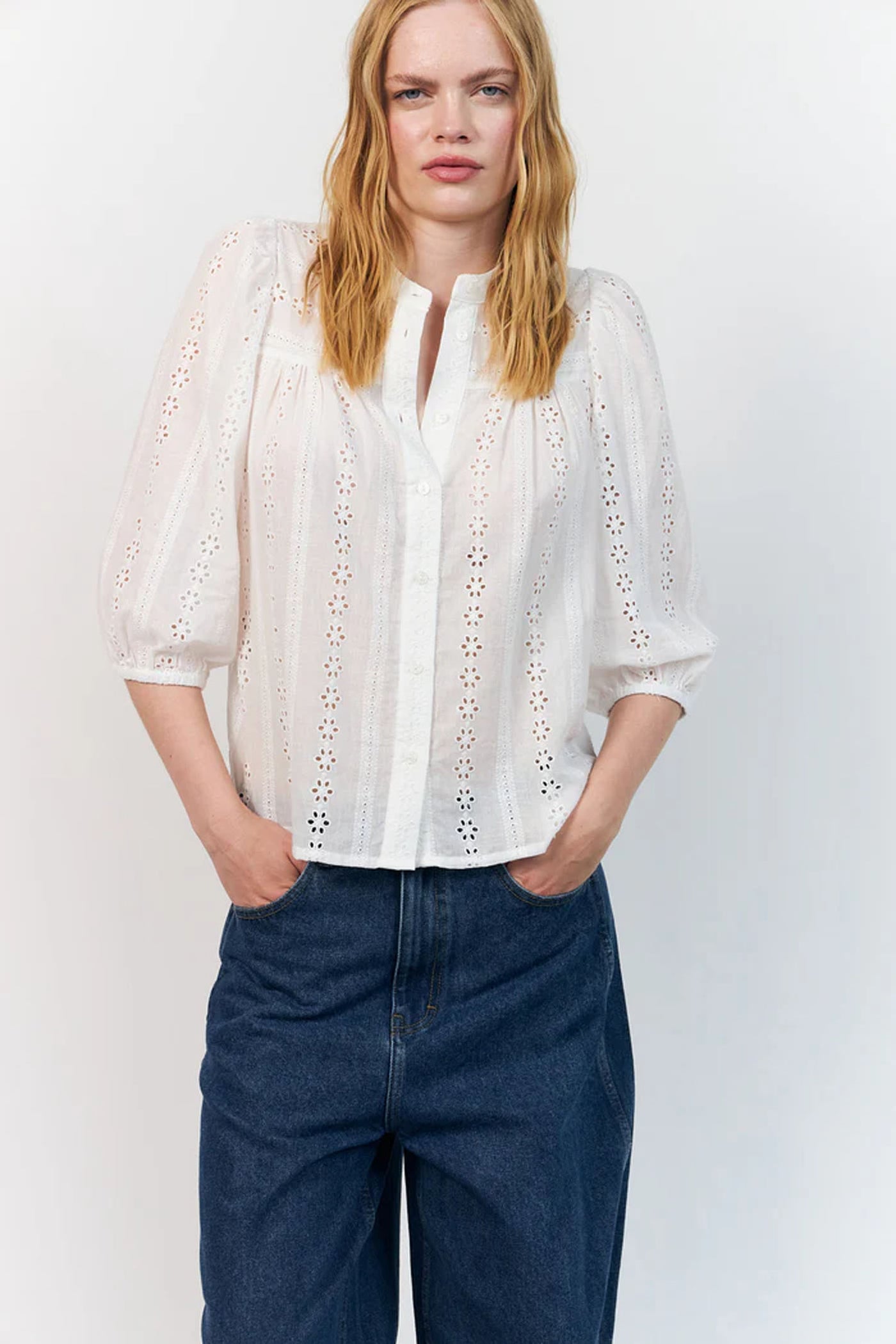 Junell Shirt 3/4 White - 26223-1004