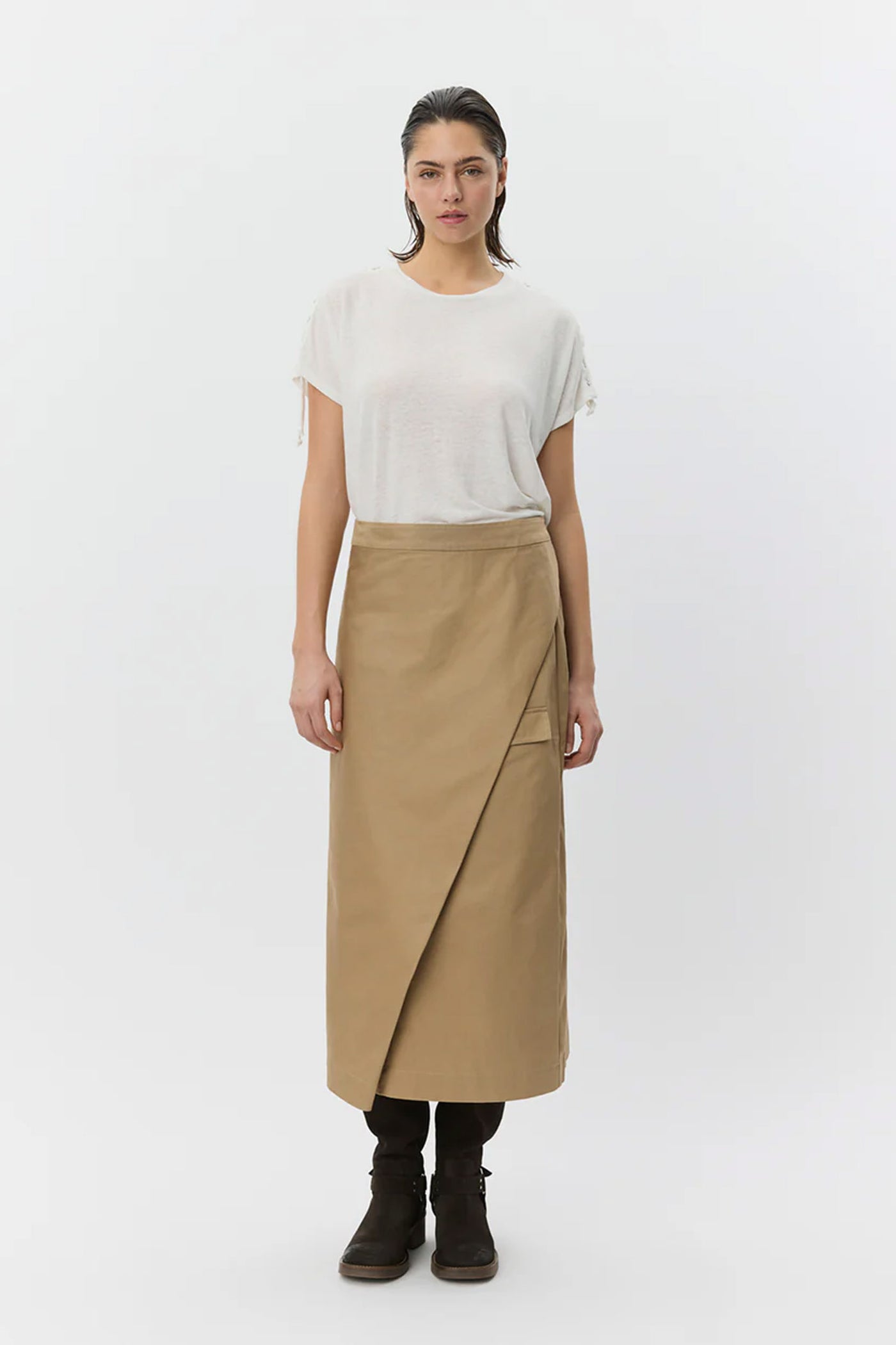 KATRINESW MIDI WRAP SKIRT 7012 Camel - S261472