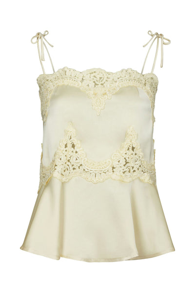 Kaela Heavy Sateen Lace Top Light yellow - 168290 Thumbnail