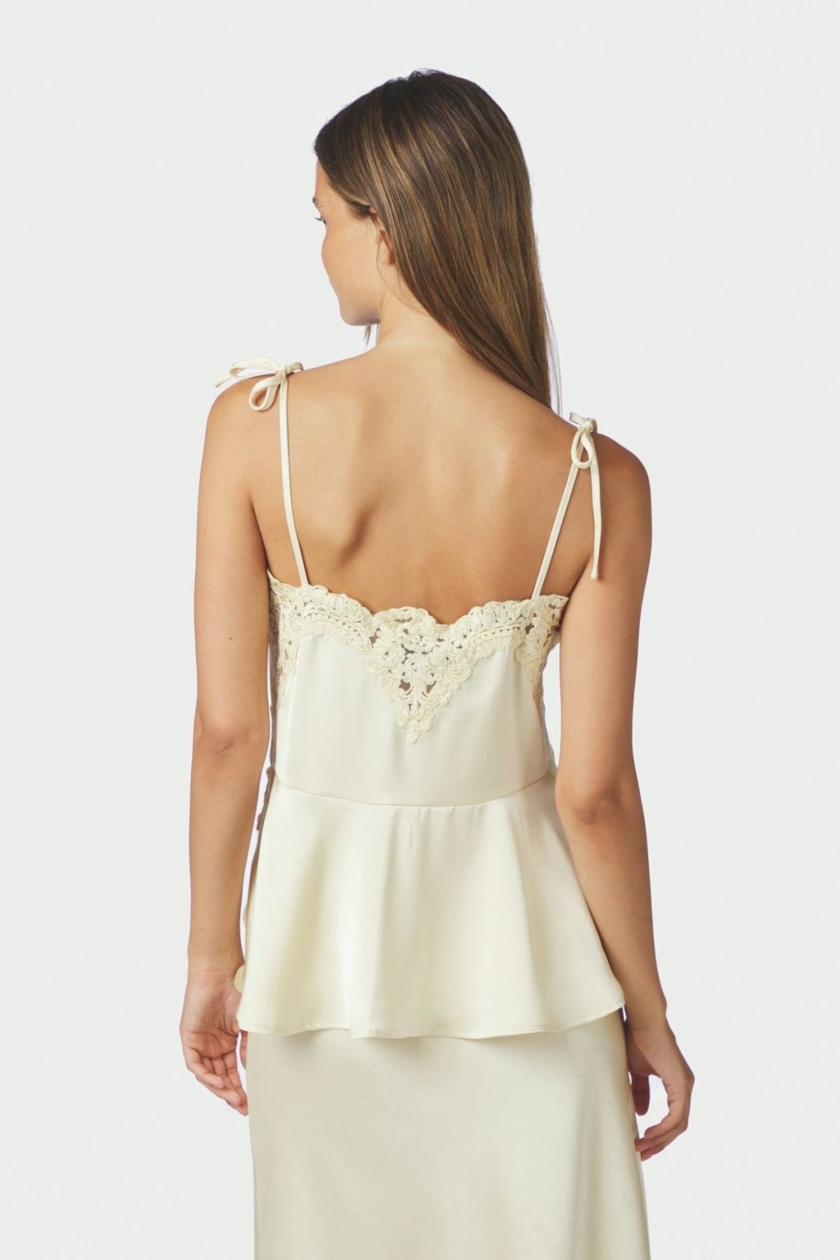 Kaela Heavy Sateen Lace Top Light yellow - 168290