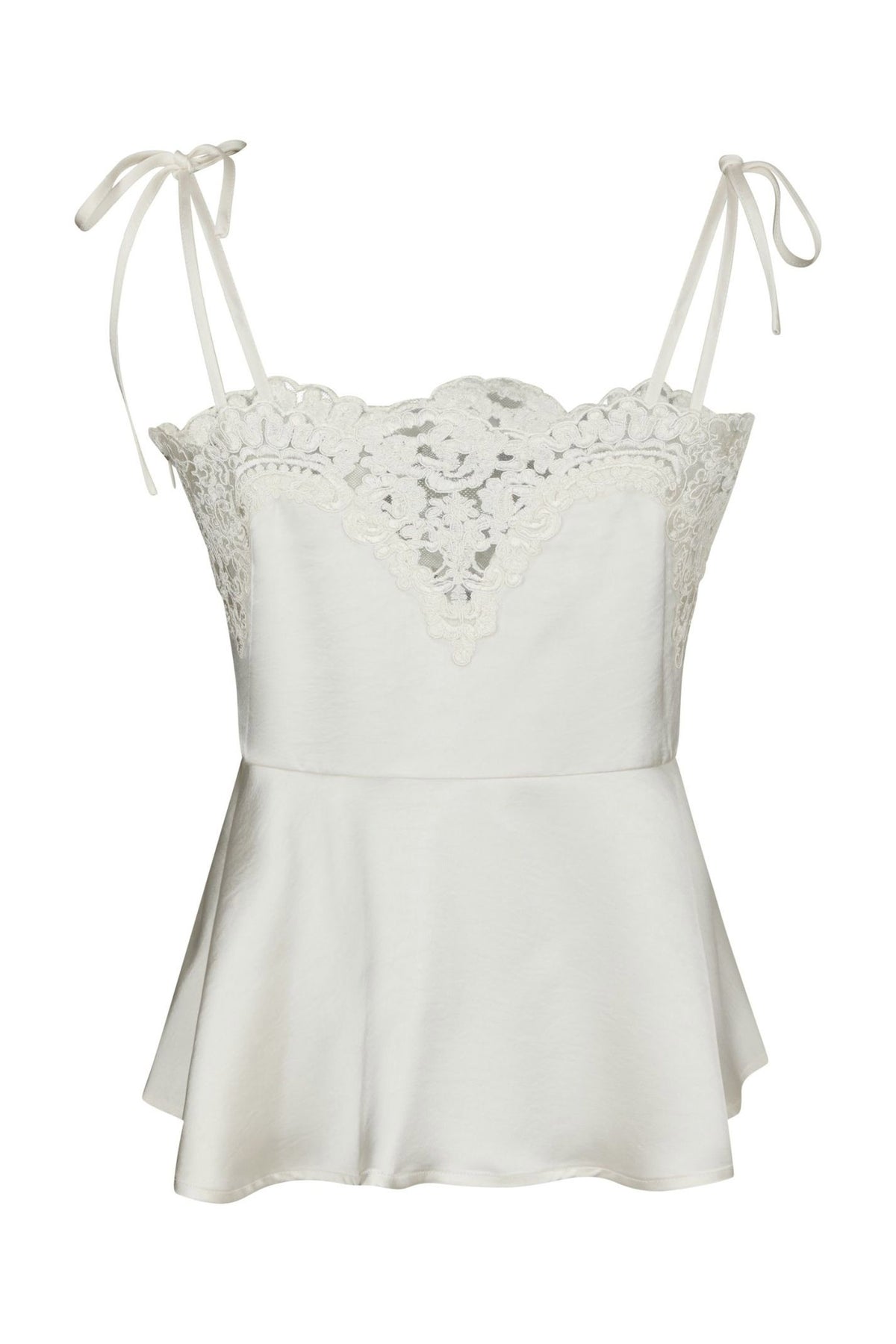 Kaela Heavy Sateen Lace Top Pearl - 168290