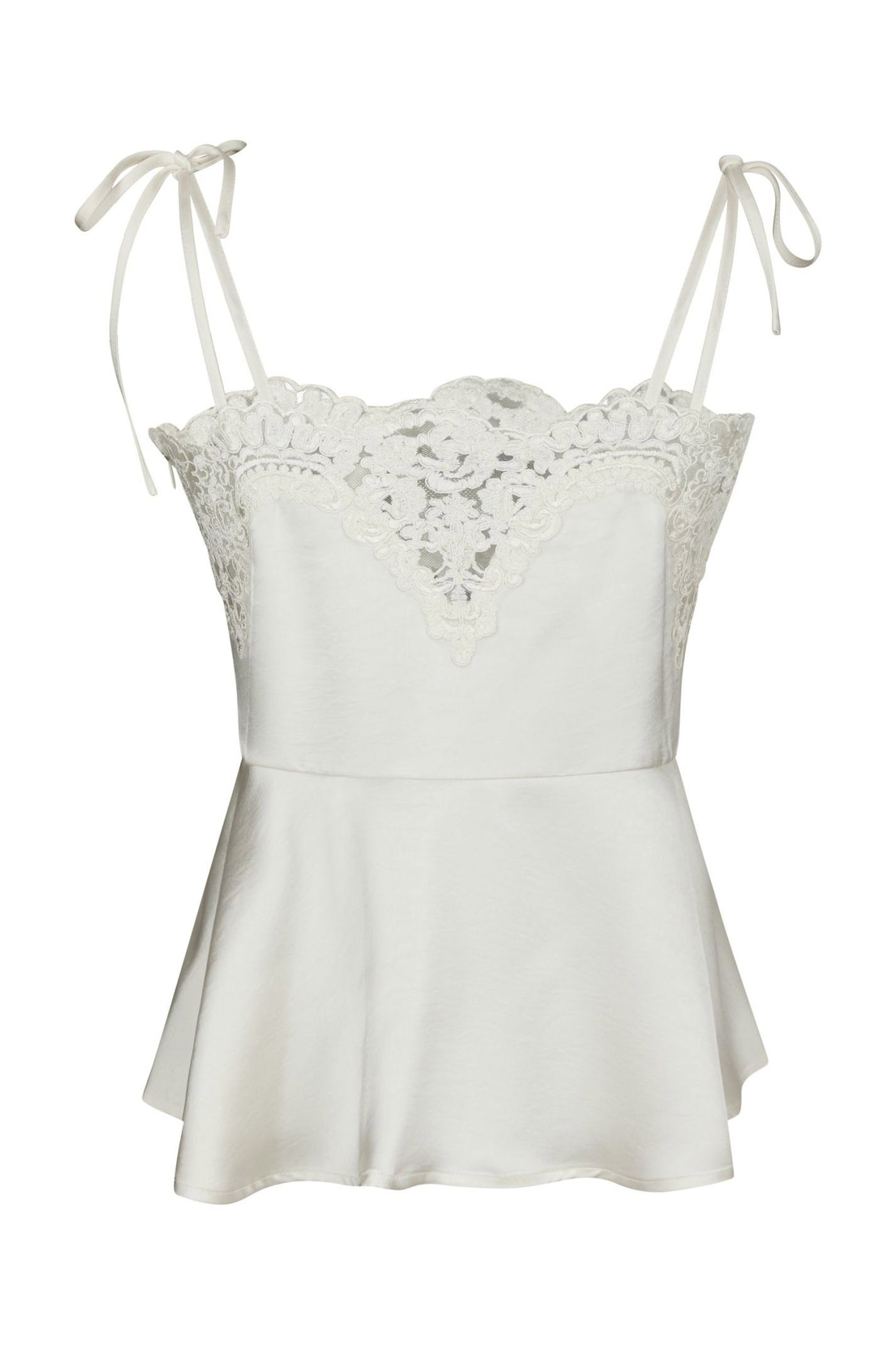 Kaela Heavy Sateen Lace Top Pearl - 168290