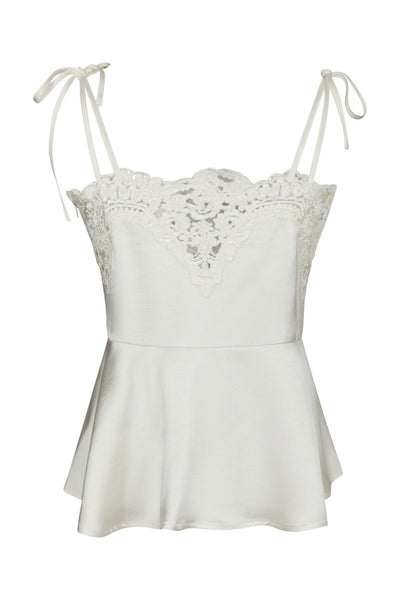 Kaela Heavy Sateen Lace Top Pearl - 168290 Thumbnail