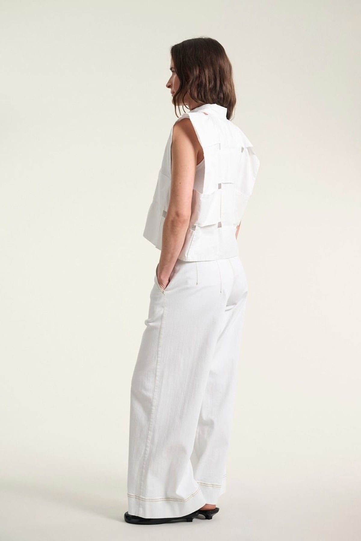 Kami cotton kort skjorte White - 262-2429-5716
