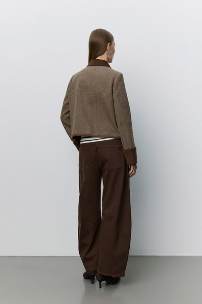 Kamikkasw Short Tweed Jacket Brown check - S263215 Thumbnail