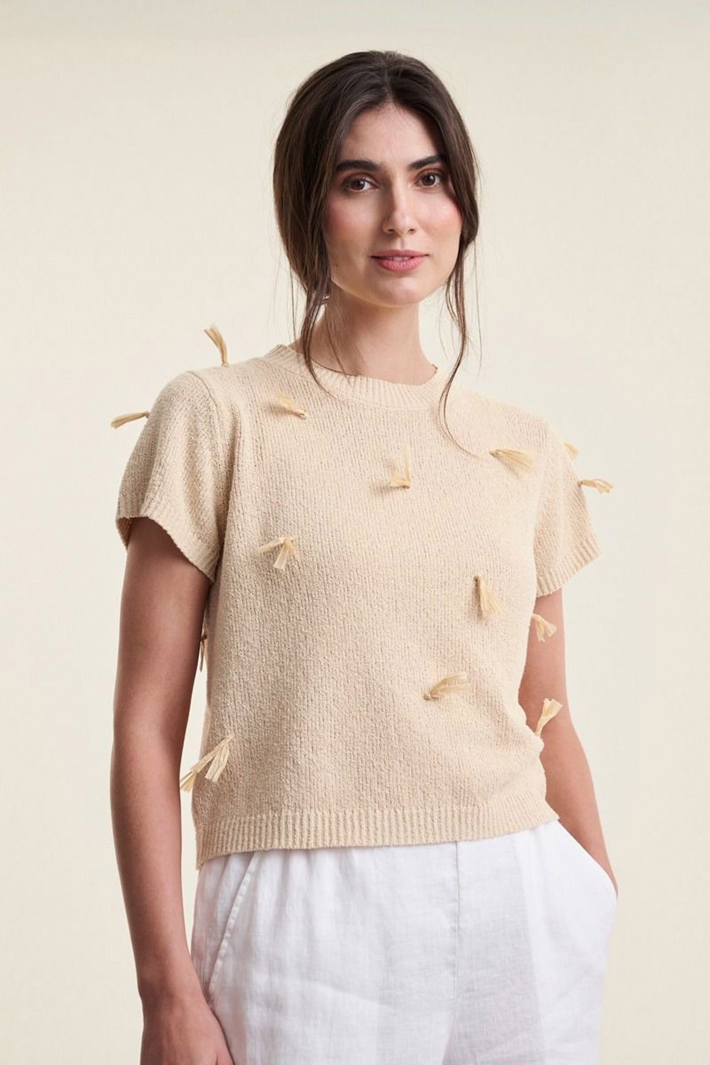 Kamitto kortærmet frynsebluse BAST - 263-1082-5815