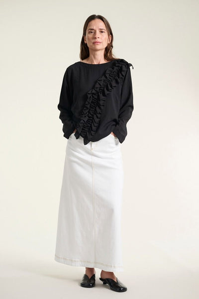 Karu bluse med flæse Black - 261-2469-5706 Thumbnail