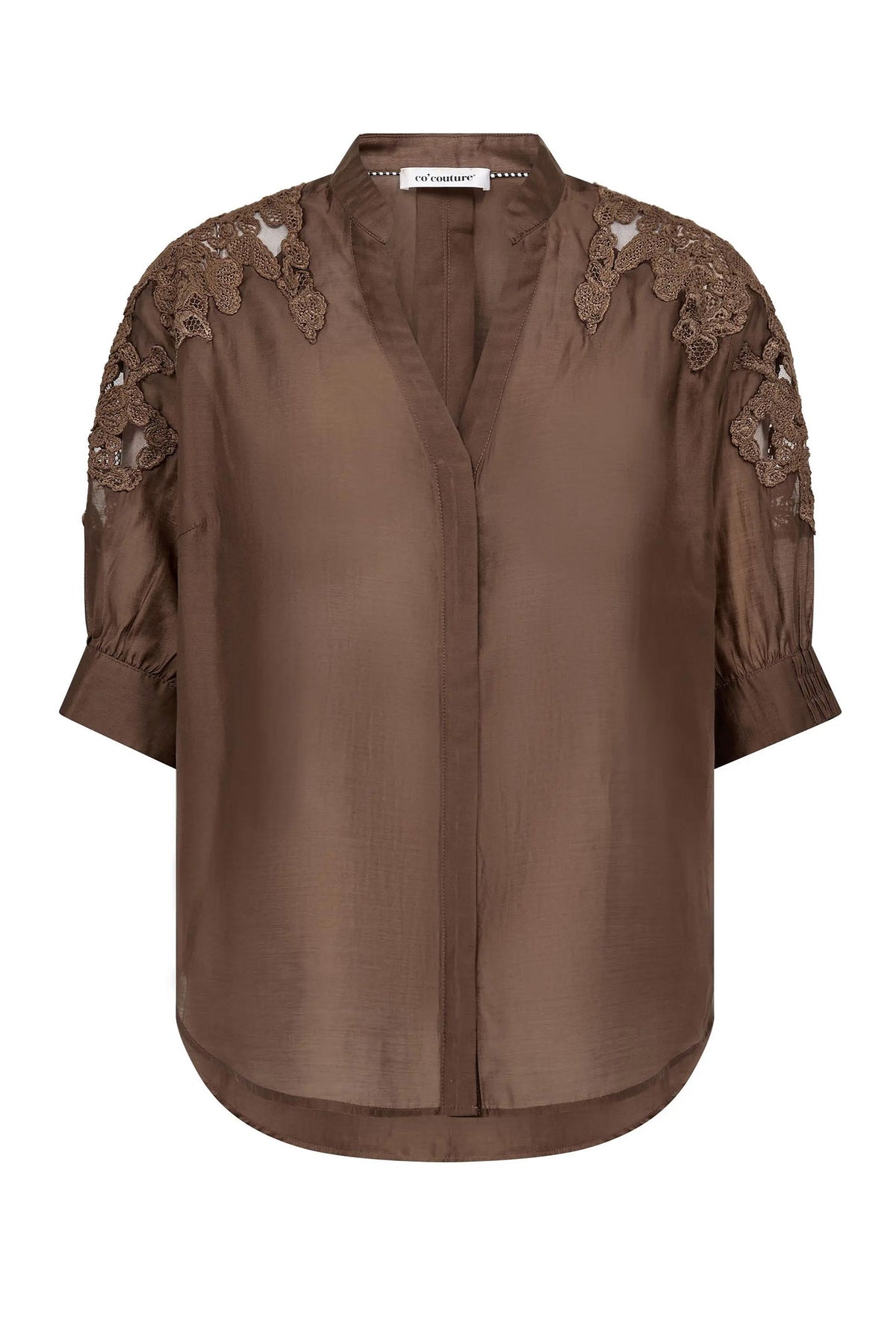 KawaCC Emb. SS V-Shirt 20003-Dark Brown - 500223