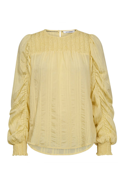 KesiCC Drape Sleeve Blouse 171-PaleYellow - 45023 Thumbnail
