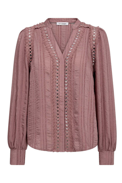 KesiCC Lace V-Shirt 103-Old Rose - 45025 Thumbnail