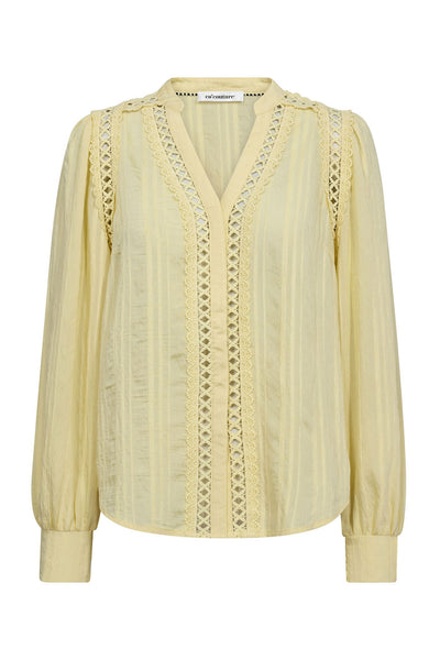 KesiCC Lace V-Shirt 171-PaleYellow - 45025 Thumbnail