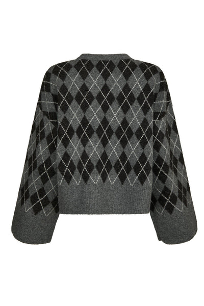 Kick Check Knit Blouse Antracit - 165204 Thumbnail