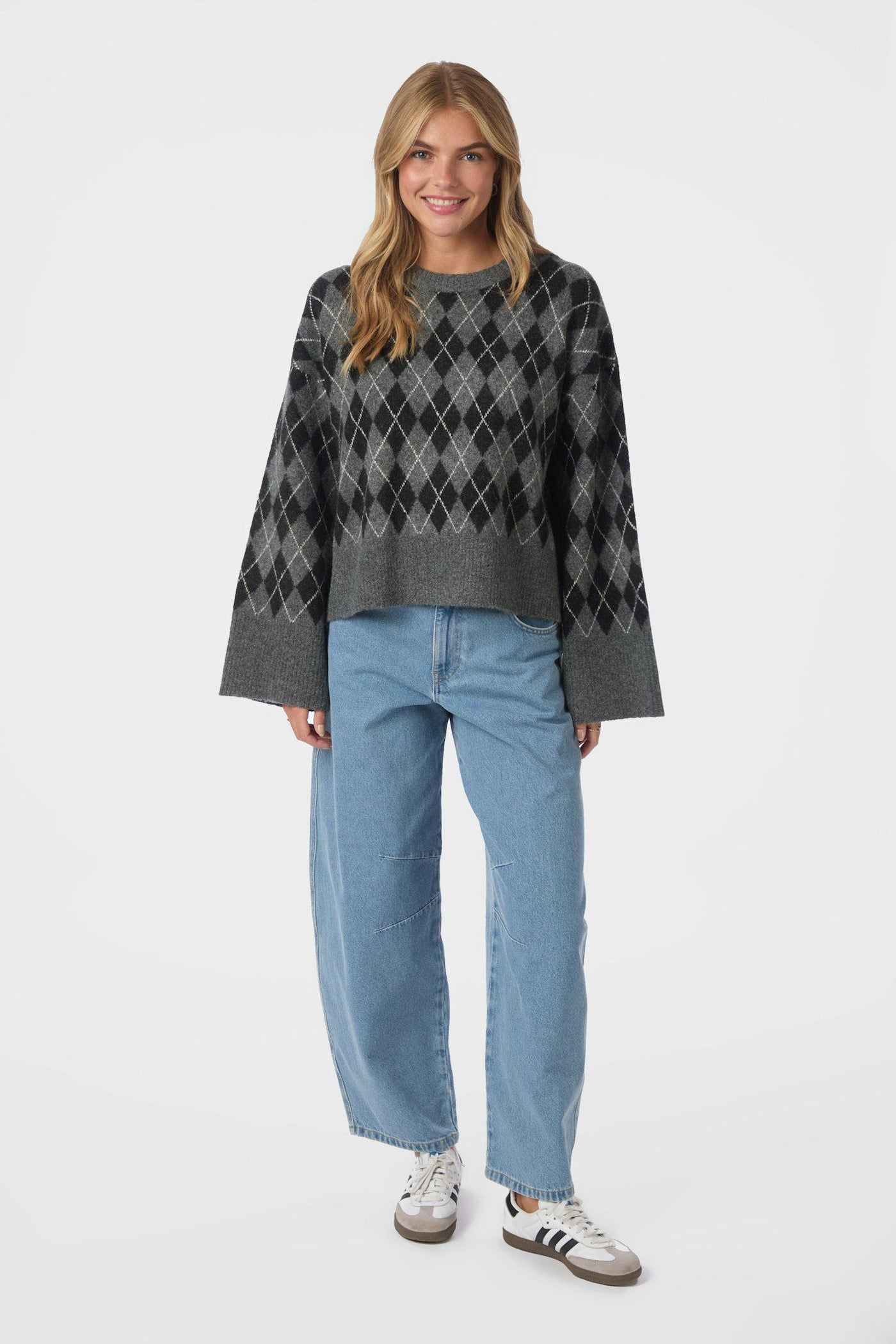 Kick Check Knit Blouse Antracit - 165204