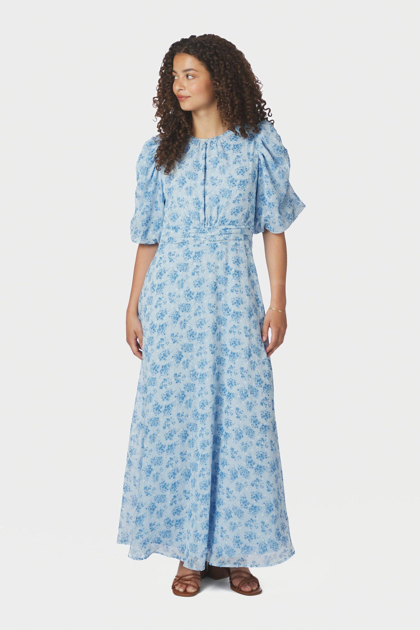 Kikka Chiffon Flower Dress Light Blue - 167915