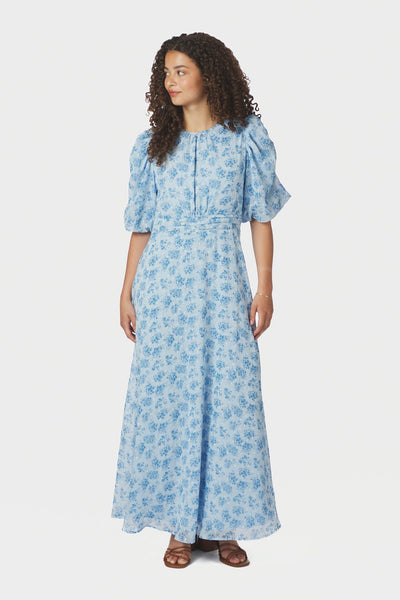 Kikka Chiffon Flower Dress Light Blue - 167915 Thumbnail