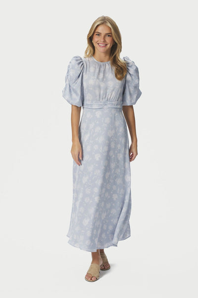 Kikka Faded Flower Dress Light Blue - 167902 Thumbnail