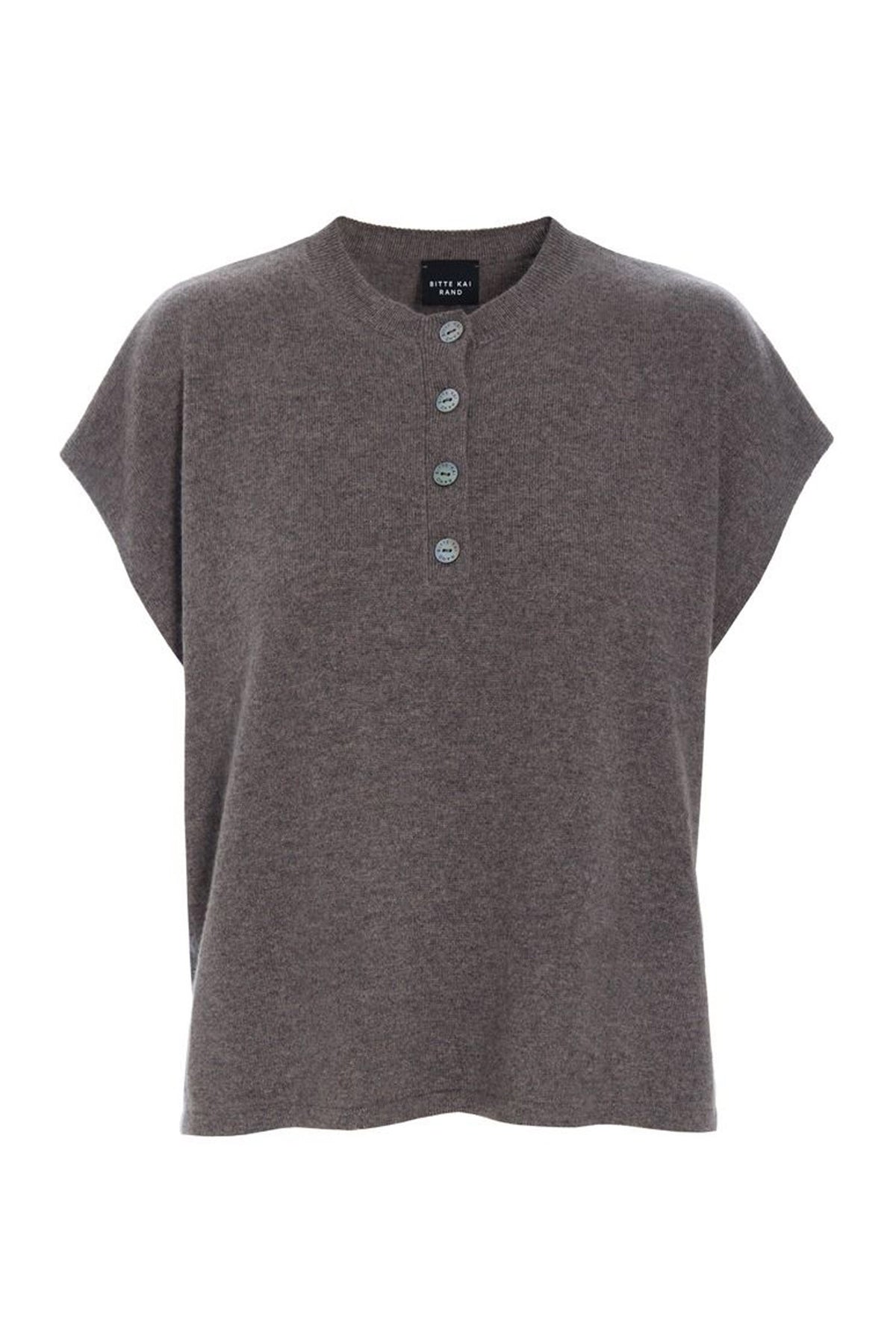 Kumo cashmere bluse med knappe SHARK MELANGE - 266-1080-5884