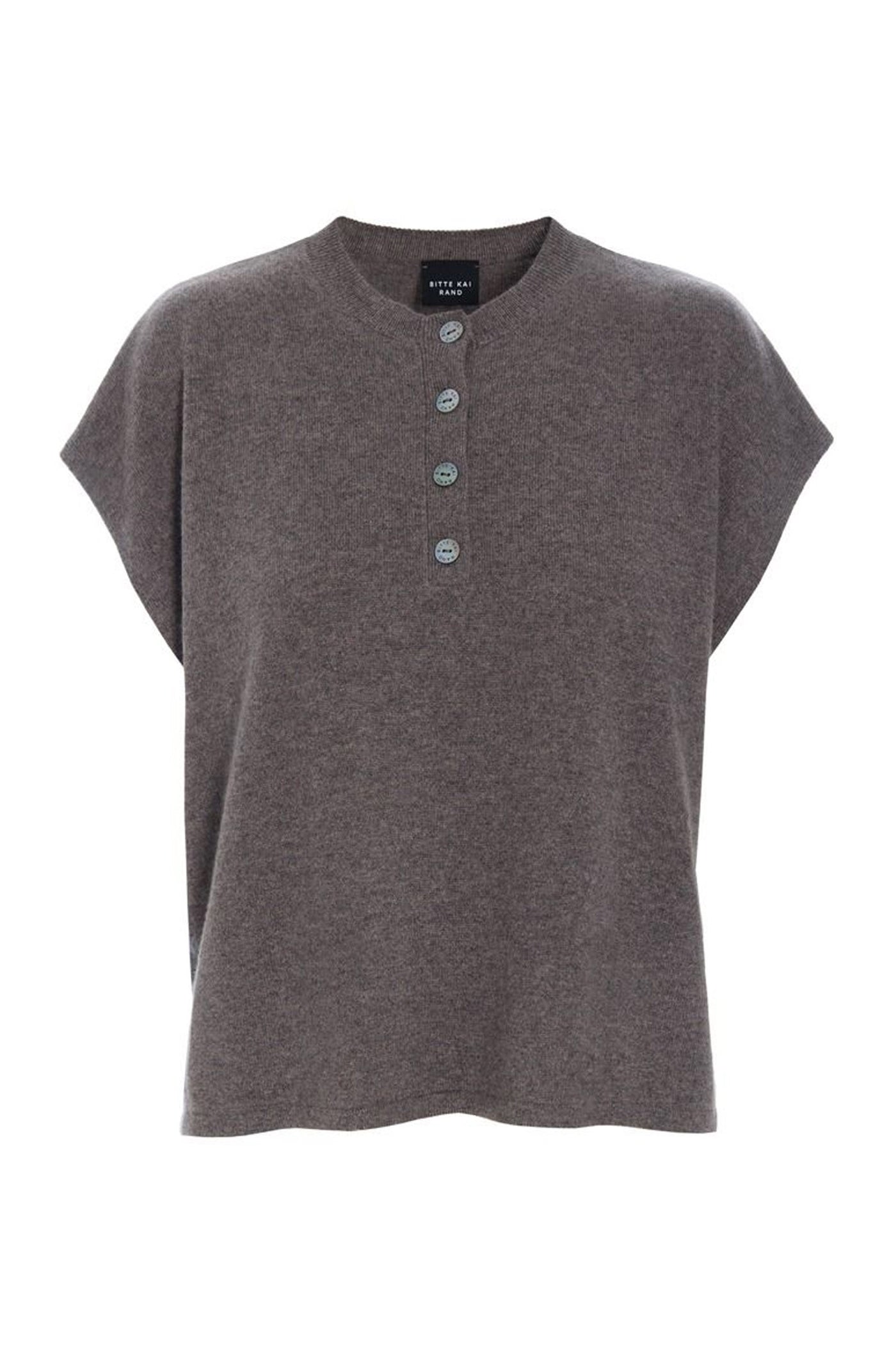 Kumo cashmere bluse med knappe SHARK MELANGE - 266-1080-5884