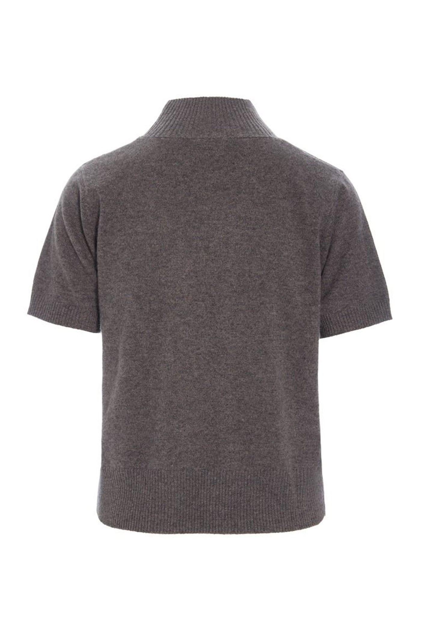 Kumo cashmere kortærmet bluse SHARK MELANGE - 266-1080-5886