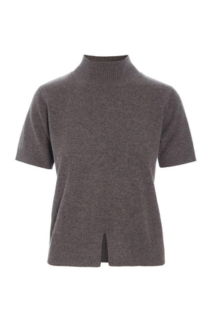 Kumo cashmere kortærmet bluse SHARK MELANGE - 266-1080-5886