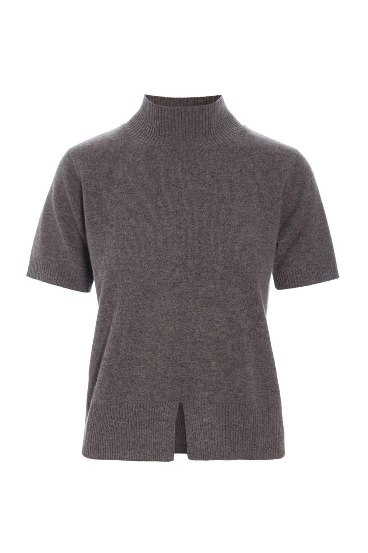 Kumo cashmere kortærmet bluse SHARK MELANGE - 266-1080-5886