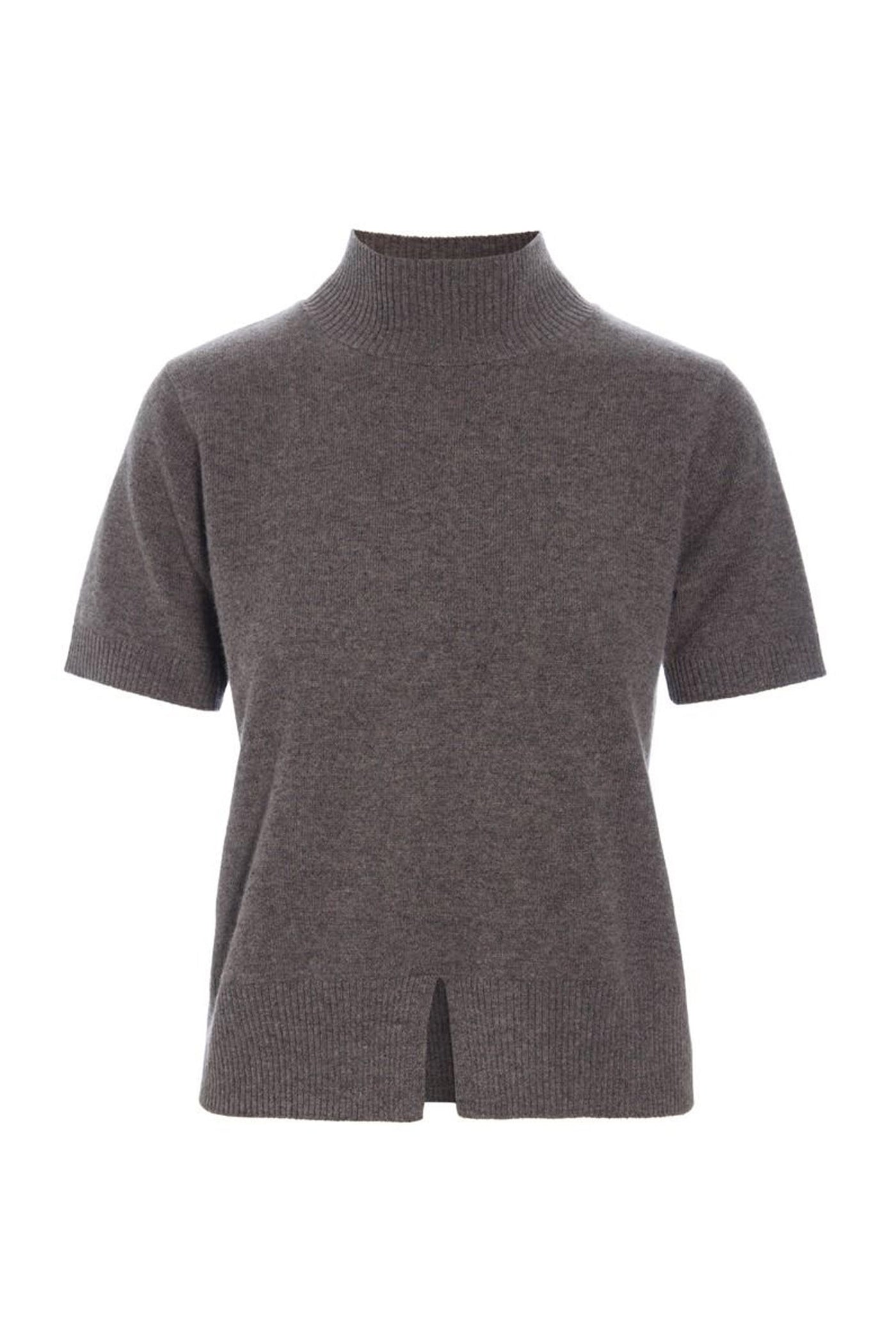 Kumo cashmere kortærmet bluse SHARK MELANGE - 266-1080-5886