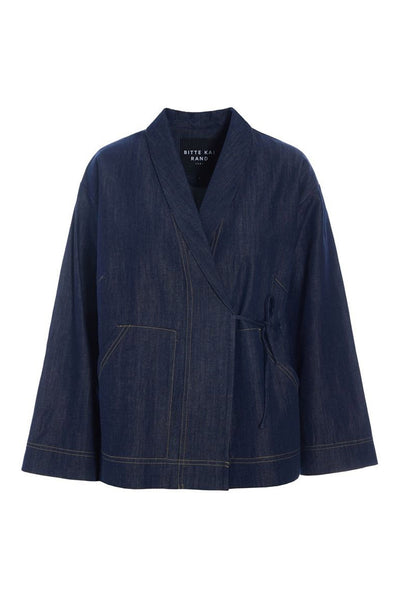 Kurai jakke med bindebånd Dark Denim - 262-2468-5699 Thumbnail