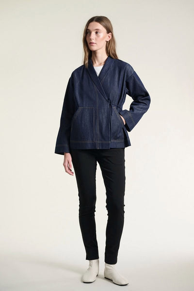 Kurai jakke med bindebånd Dark Denim - 262-2468-5699 Thumbnail