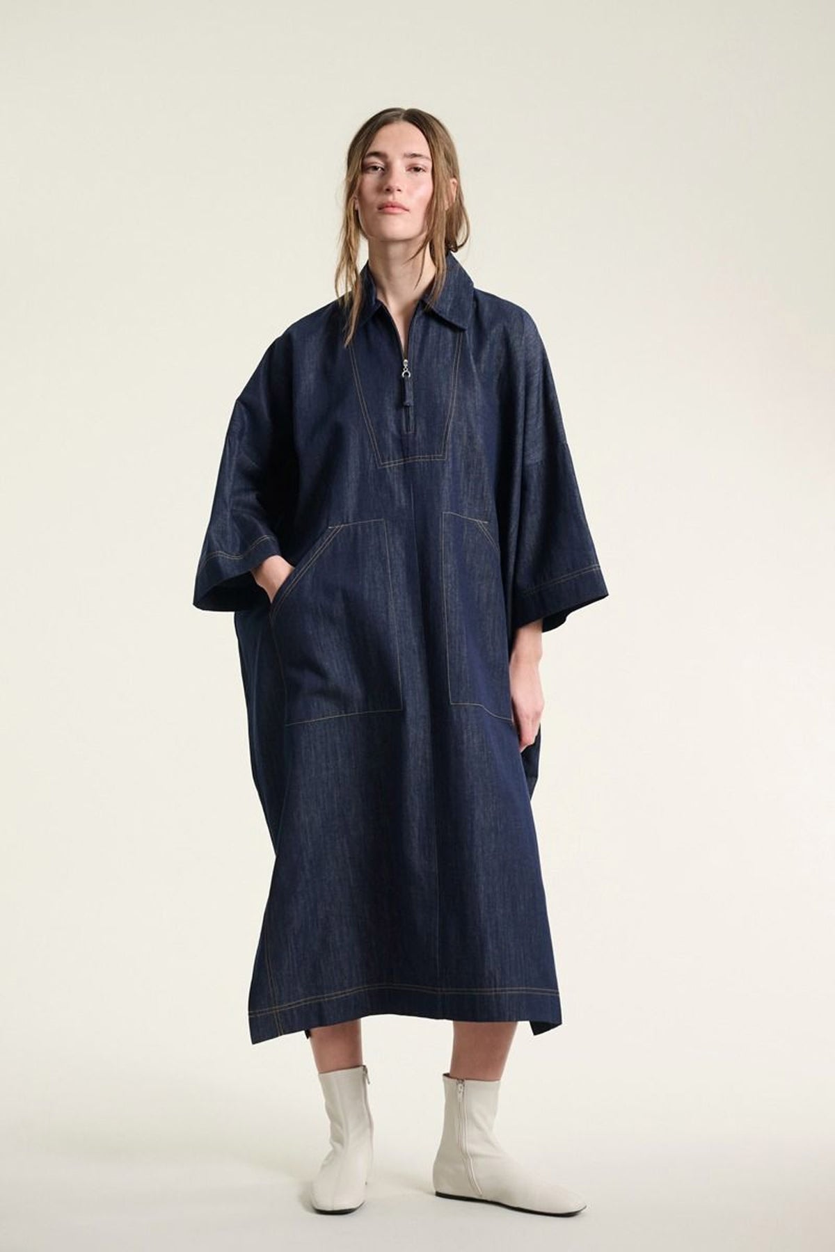 Kurai oversize kjole Dark Denim - 262-2468-5698