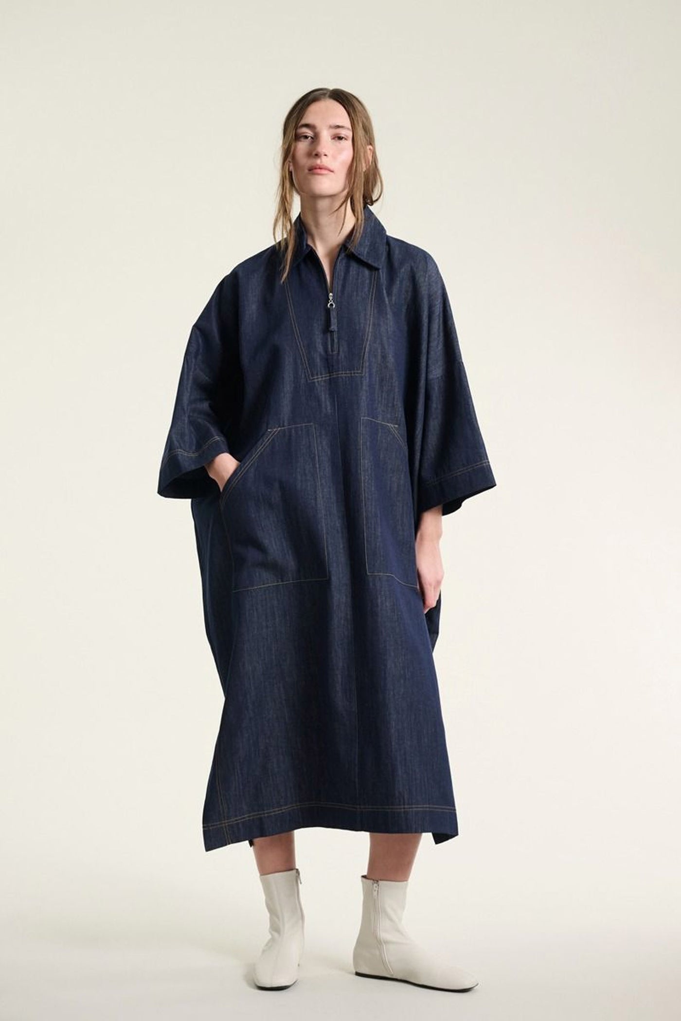 Kurai oversize kjole Dark Denim - 262-2468-5698