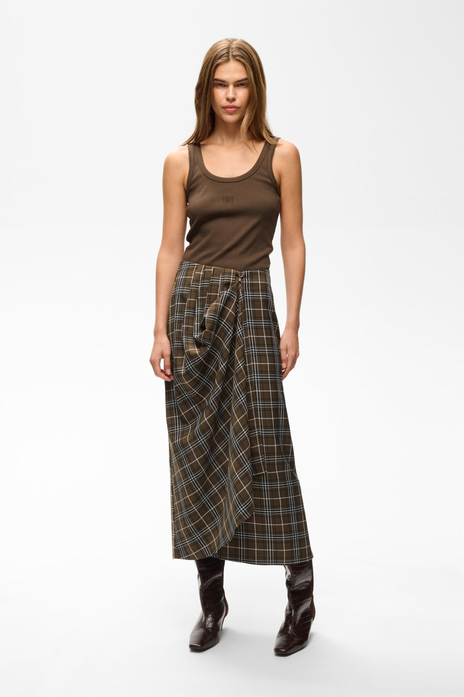 GZaleya HW skirt green olive check - 109881 - 10911453