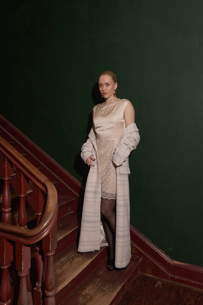 KentioBBAbellas coat Beige Check - BBW5082 Thumbnail