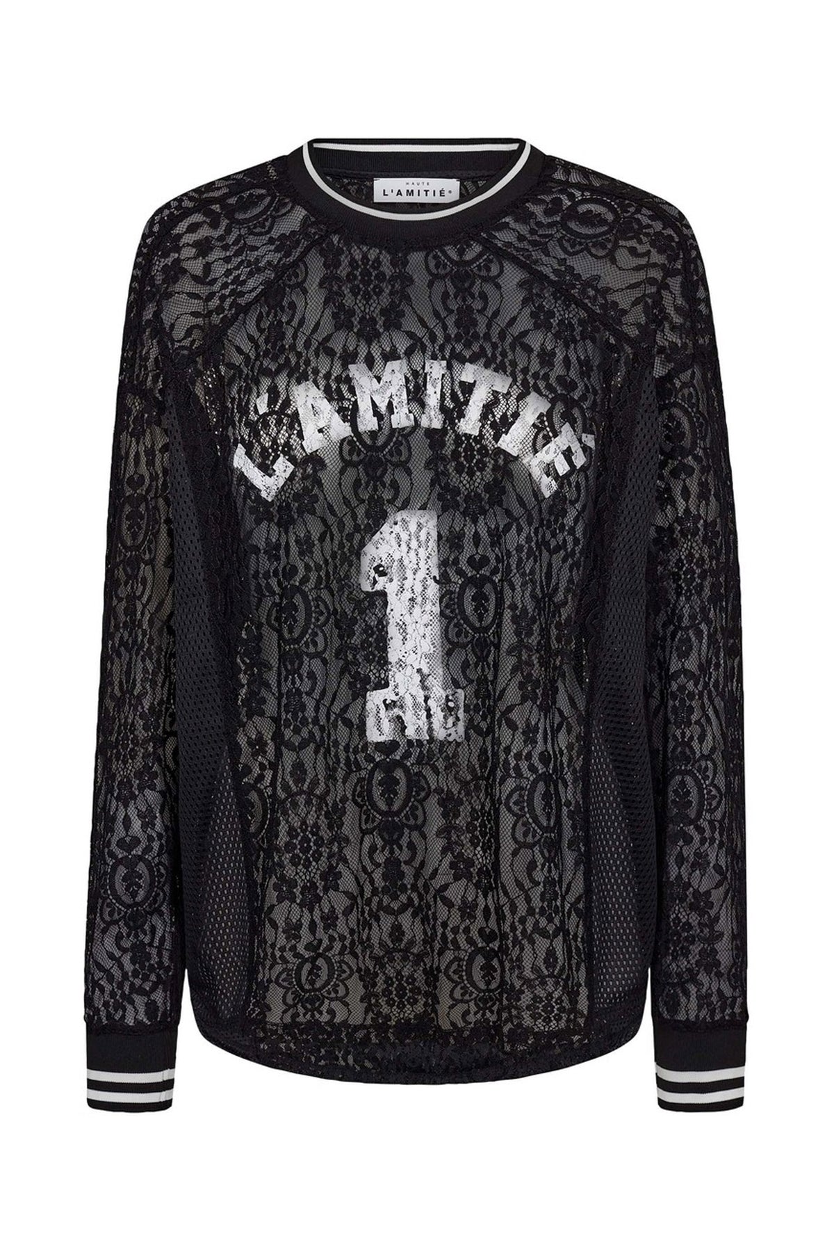 Lace LS Football Blouse Black - HL10471