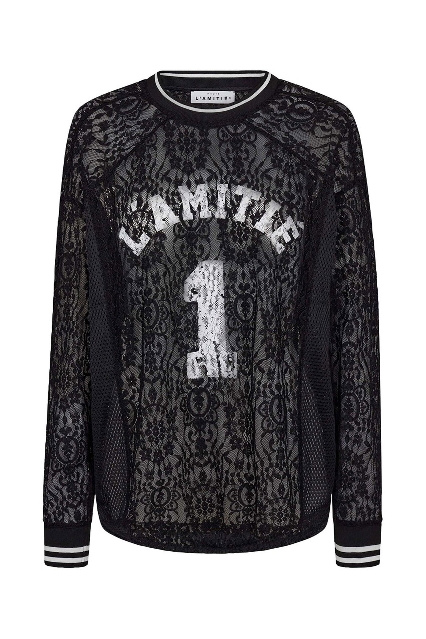 Lace LS Football Blouse Black - HL10471