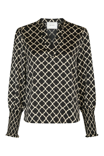 Landa Tile Print Blouse Black - 166926 Thumbnail