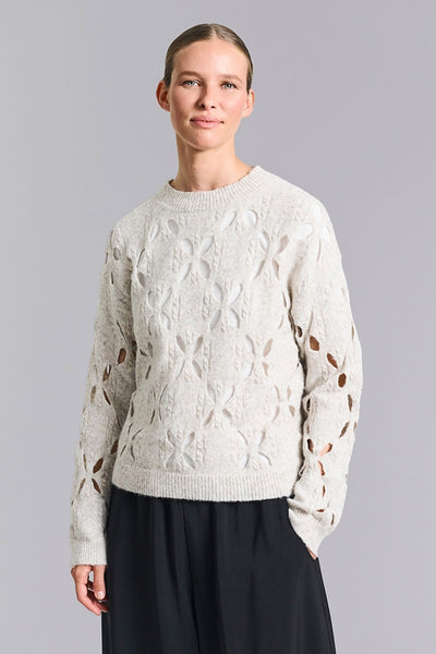 Lantern langærmet bluse WHITE MARBLE - 259-1079-5552 Thumbnail