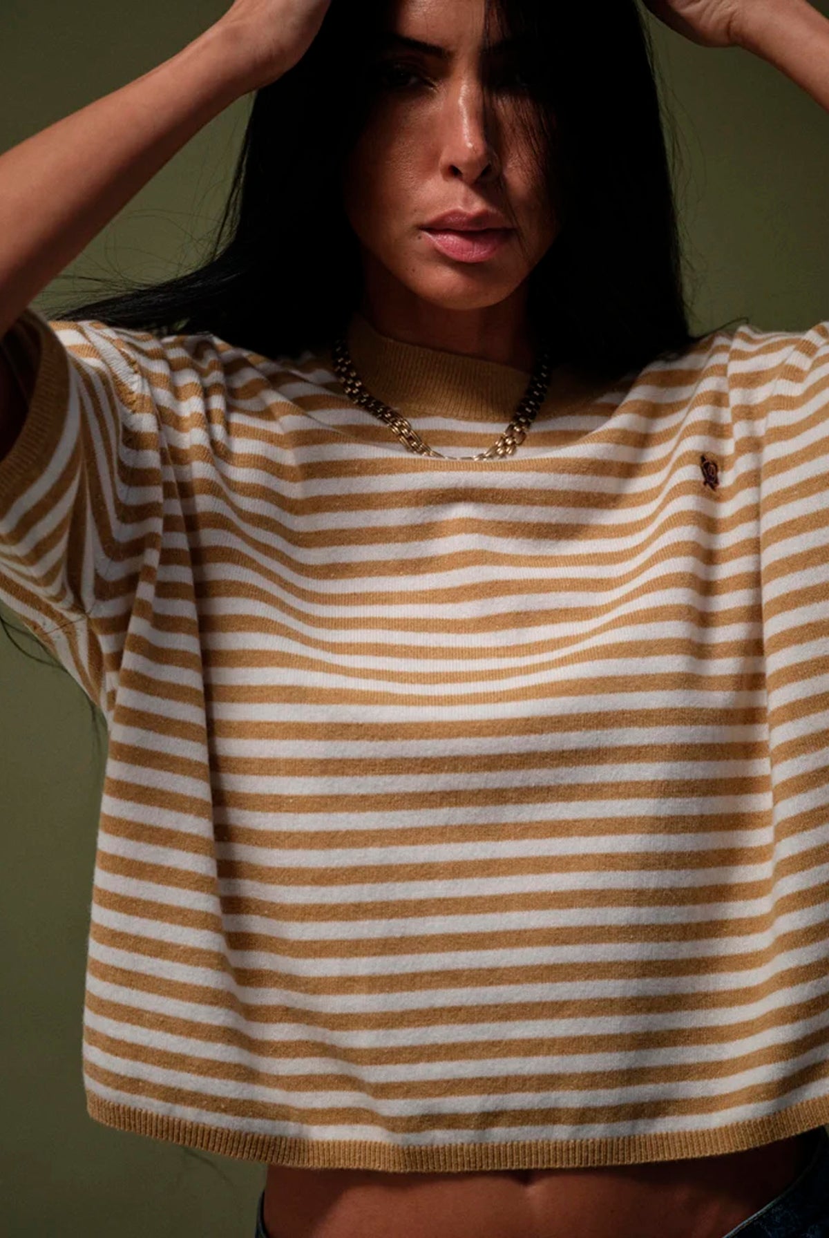 MMHPoetic Stripe Knit BONE BROWN - 800298
